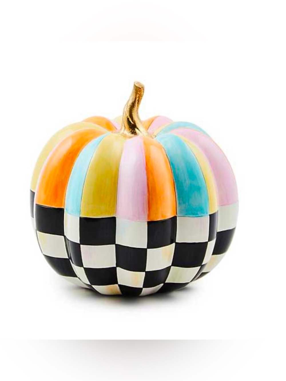 MacKenzie-Childs Cotton Candy Mini Check & Stripe Pumpkin